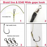 JSM 18pcs 3packs Carp Fishing Hair sabiki Rigs Braided Thread High Carbon Steel rigs fishing hook with line Swivels