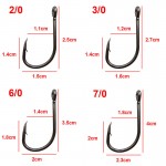 JSM 200pcs/lot High Carbon Steel Fishing Hooks sharp carp Fishing tackle Fishhooks Size 2/0 3/0 4/0 6/0 7/0