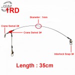 JSM 24pcs 55cm 35cm Black Fishing Wire Leaders Stainless Steel Braided Trace Spinning Leader Rigs 2 Arms Steel Wire Fishing Line