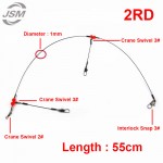 JSM 24pcs 55cm 35cm Black Fishing Wire Leaders Stainless Steel Braided Trace Spinning Leader Rigs 2 Arms Steel Wire Fishing Line