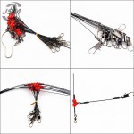 JSM 24pcs 55cm 35cm Black Fishing Wire Leaders Stainless Steel Braided Trace Spinning Leader Rigs 2 Arms Steel Wire Fishing Line