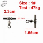 JSM 50pcs Cross Line Crane Fishing Swivel Brass With Black Nickle Fishing Cross-line Crane Swivels Connector Size 1 2 3 1/0 2/0