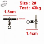 JSM 50pcs Cross Line Crane Fishing Swivel Brass With Black Nickle Fishing Cross-line Crane Swivels Connector Size 1 2 3 1/0 2/0