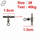 JSM 50pcs Cross Line Crane Fishing Swivel Brass With Black Nickle Fishing Cross-line Crane Swivels Connector Size 1 2 3 1/0 2/0