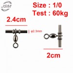 JSM 50pcs Cross Line Crane Fishing Swivel Brass With Black Nickle Fishing Cross-line Crane Swivels Connector Size 1 2 3 1/0 2/0