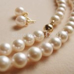 Jewelry set 8-9MM 2017 new White Akoya Shell Pearl Necklace +Earring Beads Natural Stone AAA 18"BV427 Wholesale Price