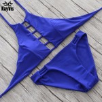 KayVis 2017 Sexy High Neck Halter Crop Bikinis Women Swimsuit Bandage Swimwear Print Bikini Set Brazilian Bathing Suit Swim Wear