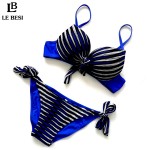 LEBESI 2017 New Stripe Sexy Bikini Set Sexy Biquini Female Swimsuit For Women Push Up Trikini Vintage Swimwear Brazilian