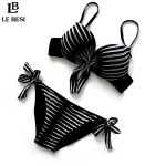 LEBESI 2017 New Stripe Sexy Bikini Set Sexy Biquini Female Swimsuit For Women Push Up Trikini Vintage Swimwear Brazilian