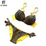 LEBESI 2017 New Stripe Sexy Bikini Set Sexy Biquini Female Swimsuit For Women Push Up Trikini Vintage Swimwear Brazilian