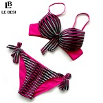 LEBESI 2017 New Stripe Sexy Bikini Set Sexy Biquini Female Swimsuit For Women Push Up Trikini Vintage Swimwear Brazilian