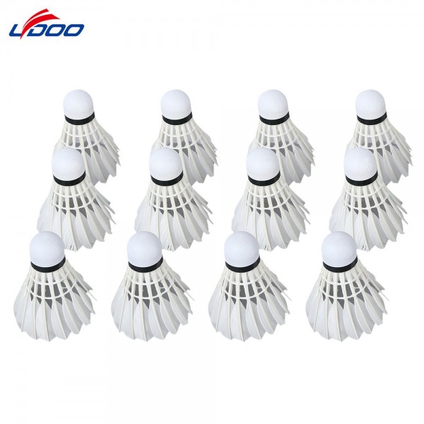 LYDOO 12pcs Goose Shuttlecock Feather  White Training Badminton Balls Shuttlecocks Portable Sport with Box for Practice