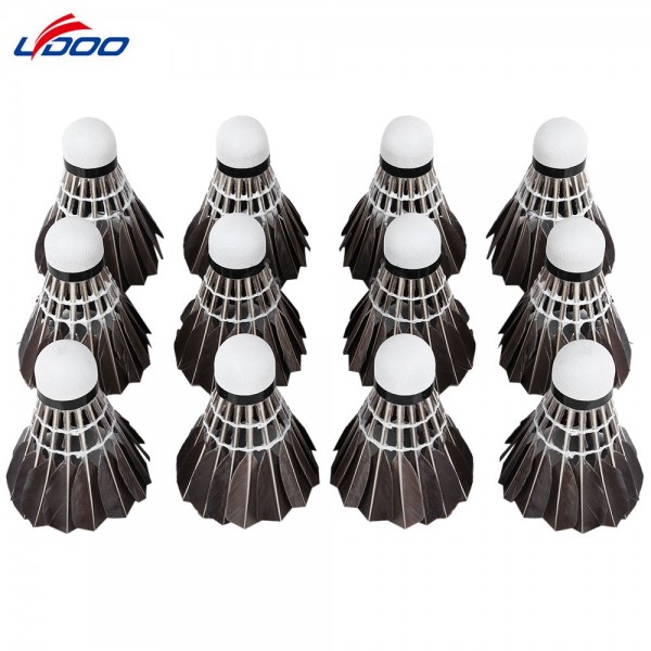 LYDOO 12pcs Portable Black Goose Feather Sport Training Badminton Balls Shuttlecocks Sport Black Feather Shuttlecock Durable