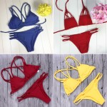 Lace Up Bikinis For Women 2017 Sexy Swimsuit Bandage Women's Bathing Suit Beach Girls Swim Wear Push Up Neoprene Bikini