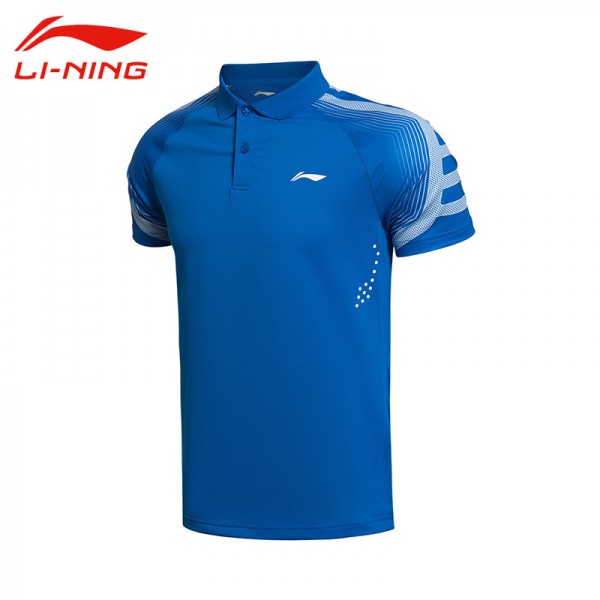 Li-Ning Men's Professional Badminton Jersey Li Ning Breathable Quick Dry Short Sleeve Sports Polo AAYK095