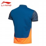 Li-Ning Men's Professional Badminton Jersey Li Ning Breathable Stripe Quick Dry Short Sleeve Sports Polo AAYK299