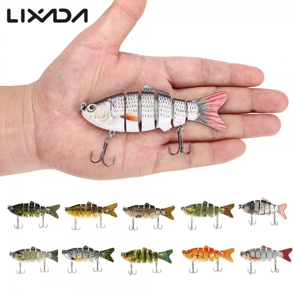 Lixada 10cm 20g Fishing Wobblers 6 Segments Swimbait Crankbait Fishing Lure Bait with Artificial Hooks