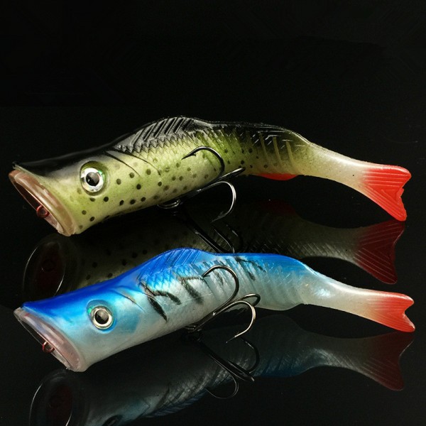 Long Range Casting Fishing Soft Tail Popper 11.5cm/17g Hard Body Bait Artificial Popper Lures Noisy Steel Balls