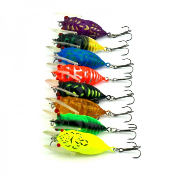 Lot 8pcs Plastic Popper Fishing Lures Bass CrankBaits Cicada Tackle fishing artificial bait crankbait fishing Halleluyah bait  