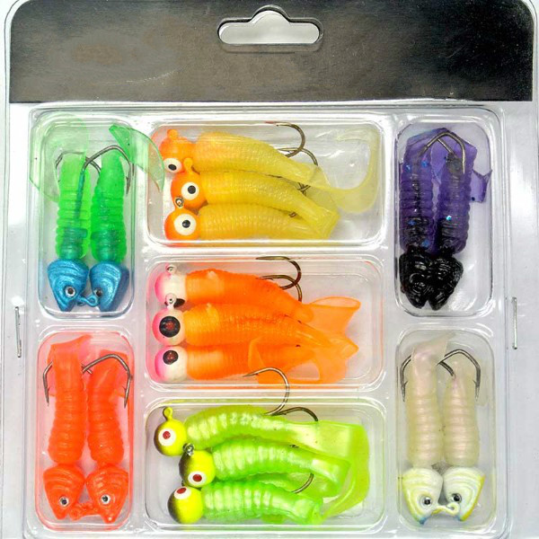 Lure lead head hook soft bait set av1706 lure set fishing tackle artificial jig head hook set