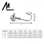 MEREDITH 50pcs Lead Jig Head Fishing Hook 1.5g - 14g Jig Hooks For Soft Fishing Lure Carbon Steel Fishhooks