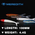 MEREDITH LURE Retail hot model 5pcs 100MM 4.4g Saltwater  Fishing soft Lures free shipping