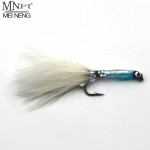 MNFT 10PCS 4# Ghost Tail Blue Fin Silver Body Streamer Minnow Fly Popular for Fly Fishing Blue black and white Fishing Flies