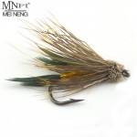 MNFT 10PCS 6# Brown Color Deer Hair Gold Body Muddler Minnow Fly Bass Fishing Lure Steamers Trout Streamer Flies