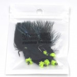 MNFT 6PCS 6# Black Egg Sucking Leech Fly Yellow head Marabou with Flashabou Trout Fishing Streamer