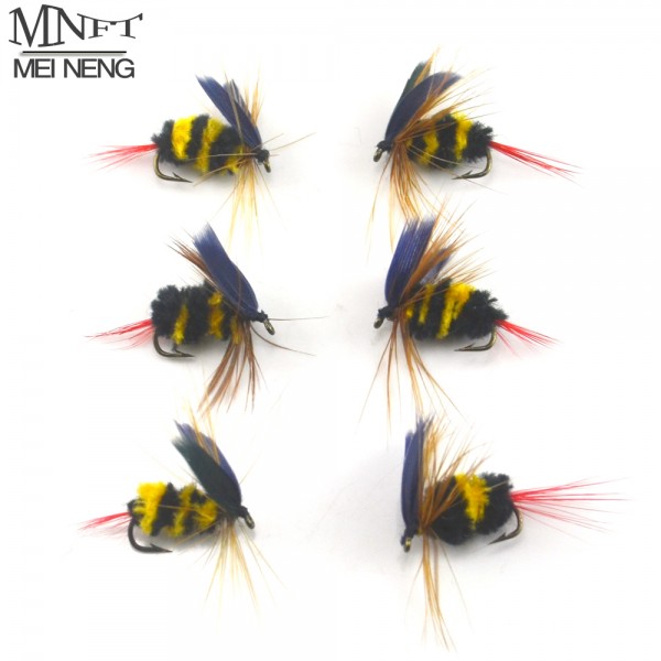 MNFT 6PCS/Lot Bumblebee Fly Fishing Flies Trout Bass Bumble Bee size 10# Factory Customize Flies Lure Bait bee fishing