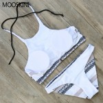 MOOSKINI 2017 New Arrival High Neck Beach Bathing Suit Push Up Swimwear Women Swimsuit Bikini Set Sexy Striped Brazilian Bikinis