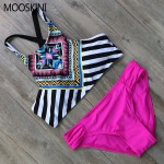 MOOSKINI 2017 Sexy Swimwear Women Brazilian Bikini Set High Neck Halter Printed Bathing Suit Push Up Sexy Summer Swimsuit Bikini