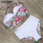 MOOSKINI Sexy Floral Printed Summer Beach Bathing Suit Push Up Swimsuit Women Swimwear Bikini Set High Waist Beachwear 2017 