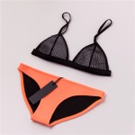 MUXILOVE 2017 High Quality Mesh Patchwork Triangle Women Neoprene Bikini Set Swimwear Swimsuit Bathing Suit Top & Bottom Biquini