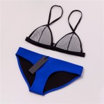 MUXILOVE 2017 High Quality Mesh Patchwork Triangle Women Neoprene Bikini Set Swimwear Swimsuit Bathing Suit Top & Bottom Biquini