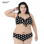 M&M Solid Swimsuit Large Size Swimwear Women Biquinis Bikinis Dot Bottom Biquini Vintage Padded Push Up Sexy Bathing Suit Bikini