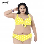 M&M Solid Swimsuit Large Size Swimwear Women Biquinis Bikinis Dot Bottom Biquini Vintage Padded Push Up Sexy Bathing Suit Bikini