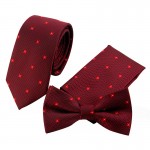 Mantieqingway Gold and Navy Striped Tie Handkerchief Set for Men Suit Polyester Polka Dots Pocket Square Bow Tie Set for Wedding