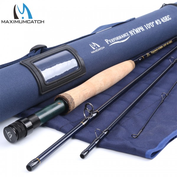 Maximumcatch 10FT 3WT 4PCs Nymph Fly Fishing Rod Graphite Carbon Fiber with Cordura Tube