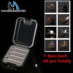 Maximumcatch Fly Fishing Box With 60pcs fly fishing flies hooks  Waterproof plastic double side lanyard