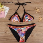 Meimanda 2017 Bathing Suit Women Crochet Bikini Set Swimwear Maillot De Bain Print Vintage Retro Female Sexy swimsuit Bikinis