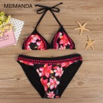 Meimanda 2017 Bathing Suit Women Crochet Bikini Set Swimwear Maillot De Bain Print Vintage Retro Female Sexy swimsuit Bikinis