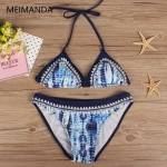 Meimanda 2017 Bathing Suit Women Crochet Bikini Set Swimwear Maillot De Bain Print Vintage Retro Female Sexy swimsuit Bikinis