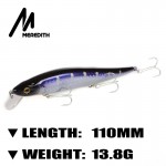 Meredith Lures Fishing 1pcs 13.8g 110mm Floating Minnow Fishing Hard Artigicial Bait Dream Master Wobblers Hooks  Carp Fishing