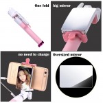 Mirror Extendable Selfie Stick Universal Folding Mobile Phone Monopod + 3in1 180 Degree Fish Eye/0.67X Wide/Macro Phone Lens Kit