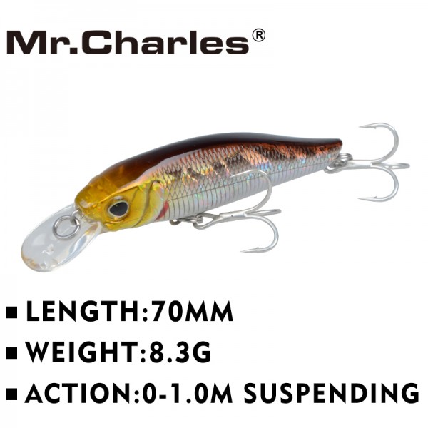 Mr.Charles CMC007  fishing lures  ,70mm/8.3g 0-1.0m floating super sinking minnow