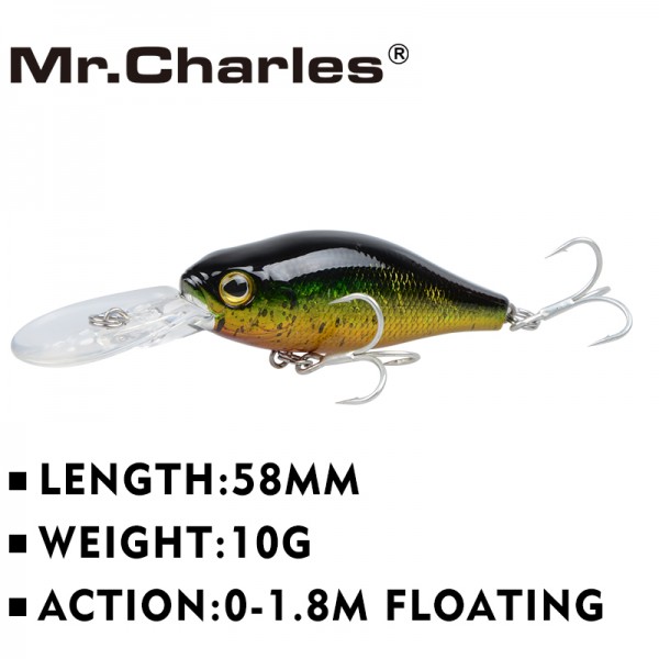 Mr.Charles CMC011  fishing lures  ,58mm/10g 0-1.8m floating assorted swimbait crankbaits