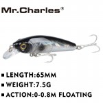 Mr.Charles CMC022  fishing lures  ,65mm/7.5g 0-0.8m floating super sinking minnow