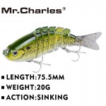 Mr.Charles CMCS 056  fishing lures   75.5mm/20g singking quality professional 7 Segment Swimbait Crankbait Hard Bait