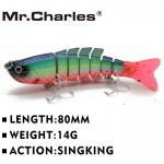 Mr.Charles CMCS 062  fishing lures,80mm/14g singking quality professional 7 Segment Swimbait Crankbait Hard Bai